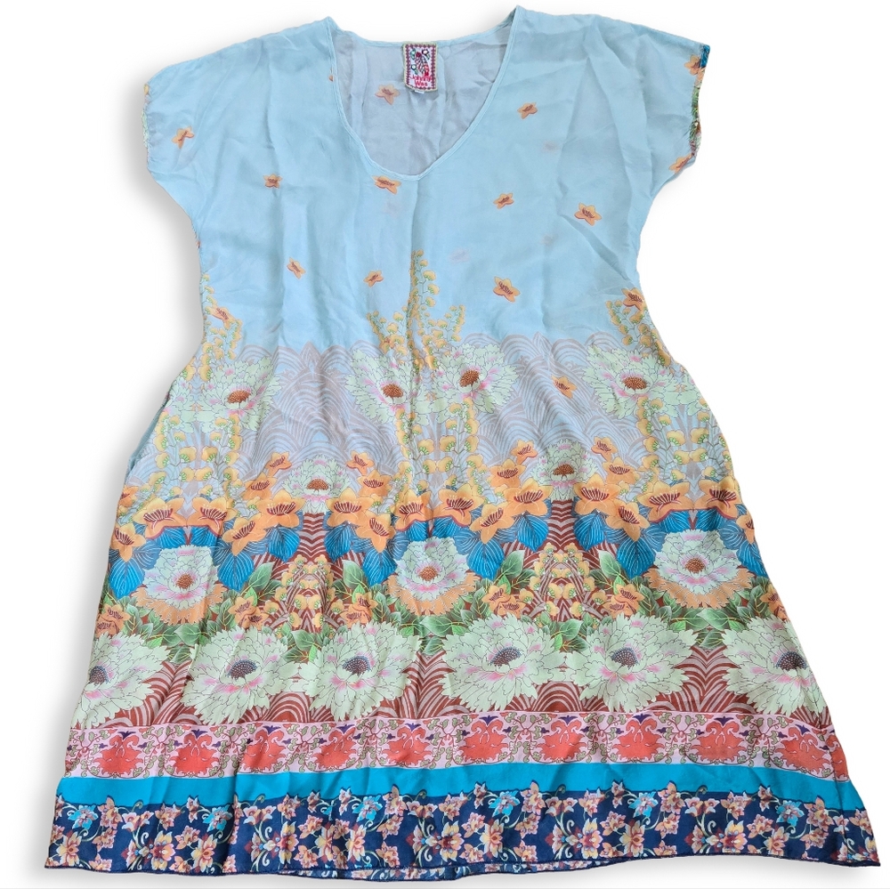JOHNNY WAS Sheer Floral Dress